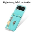 thumbnail image 4 of ELEHOLD for Samsung Galaxy Z Flip 4 6.7 inch Wallet Case, Zipper Purse Card Holder Crossbody Shoulder Strap Magnetic Snap Kickstand Function Shockproof Faux Leather Case for ZFlip4,Cyan, 4 of 11