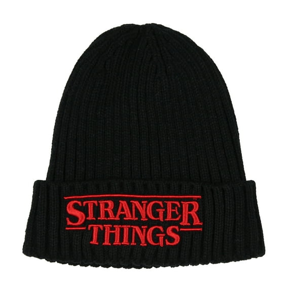 Stranger Things Embroidered 3D Logo Adult Knit Cuff Beanie Fleece Lined Winter Hat Cold Weather Cap OSFM