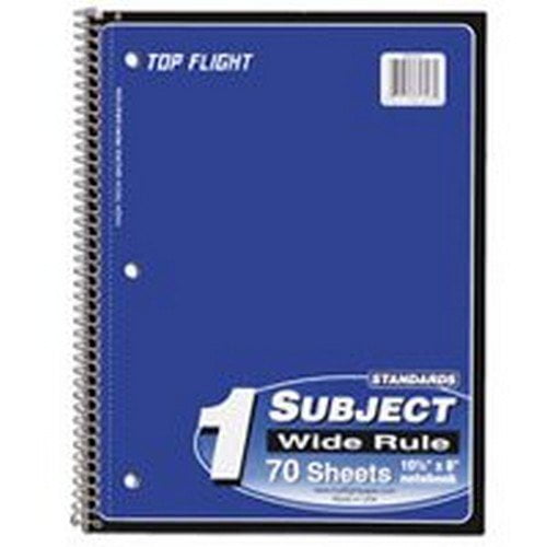 Top Flight Standards 1Subject Notebook 70 Sheets Perforated Wide Rule