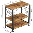 thumbnail image 4 of CubiCubi Kitchen Cart with 3 Tier Storage, Baker Rack with Wheels and 10 Hooks, Rolling Microwave Stand and Cabinet, Rustic Brown, 4 of 7