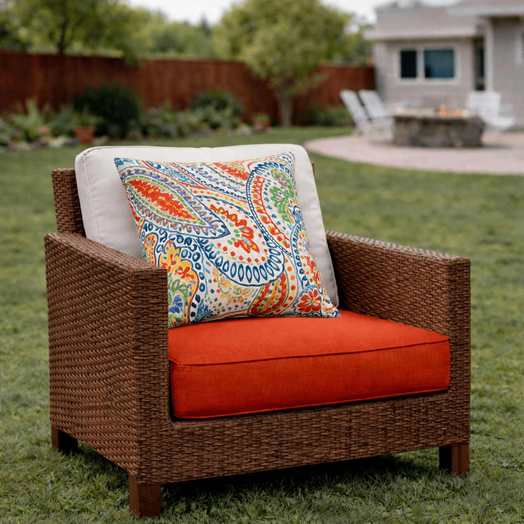 2-Pack Waterproof Outdoor Throw Pillows, 18x18 Inch, Vibrant Paisley Water-Resistant Patio Pillows for Deck, Porch & Garden