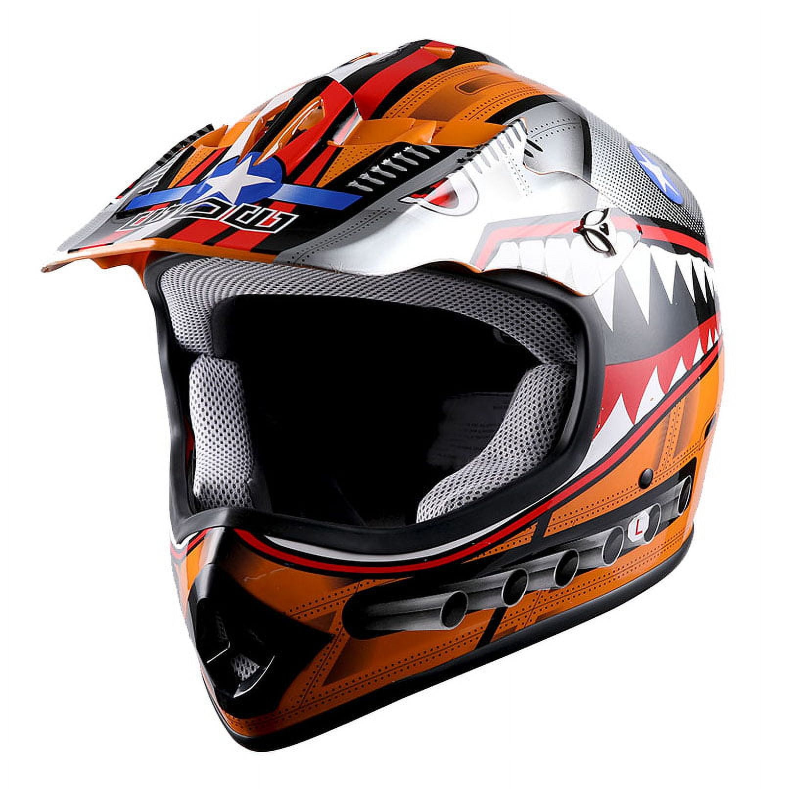 WOW Youth Kids Motocross Helmet BMX MX ATV Dirt Bike HBOY-K Monster Shark Orange