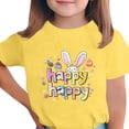 thumbnail image 2 of jobturf Easter Shirts for Girls Happy Bunny Cute Tops Holiday Party Short Sleeve Blouses Floral Rabbit Eggs Graphic Tees Size 3-15 Years, 2 of 5