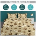 thumbnail image 5 of 3 Pcs Soft Bedding Set, Includes 1 Duvet Cover with Zipper And 2 Pillow Shams,Brown Footprints And Bones Full(79"×90"), 5 of 8