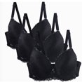thumbnail image 2 of fatyb Push up Bras for Women Full Coverage Lace Bra with Underwire Adjustable Strap Everyday Bras Pack of 3, 2 of 6