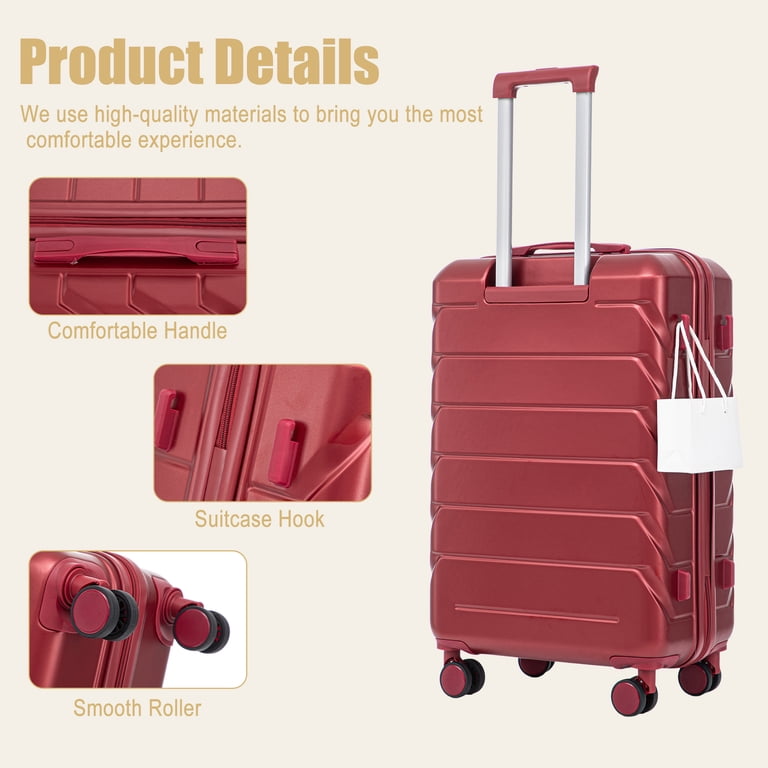 Alvantor 28inch Luggage, ABS Checked Suitcase with 4 Spinner