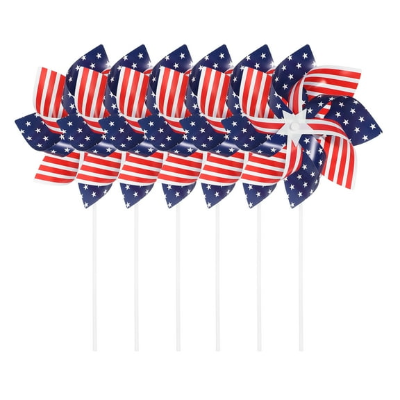 WORGEOUS 6Pcs Patriotic Pinwheel Garden Pinwheel 4th Of July Pinwheel Garden Pinwheel Decor Yard Pinwheel
