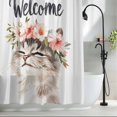 thumbnail image 2 of Flowers Wreath Cute Cat Fabric Shower Curtain Welcome Spring Washable Shower Curtains for Bathroom, Waterproof Bath Curtain with Hooks Home Decor 72x72in, 2 of 8