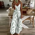 thumbnail image 4 of Sage Green Leafy Floral Pattern Sleeveless Suspender Dress Summer Fashion Casual Long Dress, 4 of 9