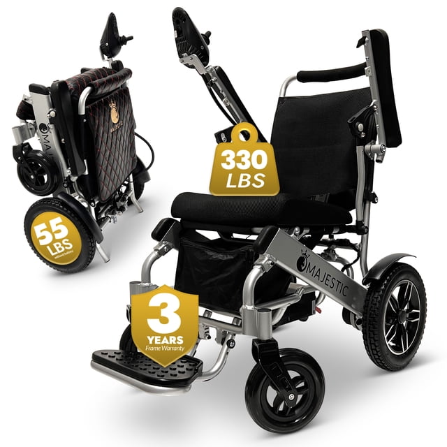 Majestic Fauteuil Roulant Électrique, Fauteuils Roulants Électriques Légers pour Aînés, 49 Lb, Capacité de 330 Lb