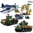 thumbnail image 2 of Tanque de batalla militar de los EE. UU., Sherman, Panzer, F4U-1, Corsair, modelo, bloques de construcción, WW2, vehículo del Ejército de la Guerra del Pacífico, figuras de soldado, juguete, 2023, 2 of 4