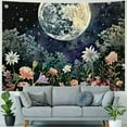 thumbnail image 4 of Creowell  Aesthetic Moon Garden Tapestry Wall Hanging, Night Landscape with Colorful Plants Floral Tapestries for Bedroom Home Decor Multi Color 60x50inch, 4 of 6