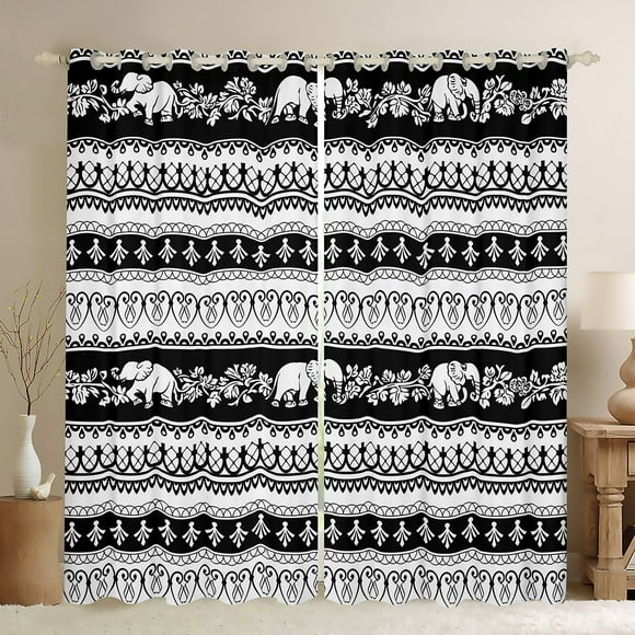 Feelyou Tribal Elephant Blackout Curtains Set of 2 (52x84 Each), Boho Geometric Window Curtains, Mandala Southwestern Curtains and Drapes, Window Curtains Room Decoration