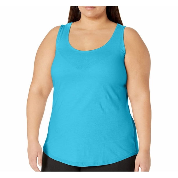 Recortada camisetas sin mangas para las mujeres Camiseta sin mangas de talla grande con cola de camisa para mujer, camiseta sin mangas sólida para mujer, ropa de verano (Sky Blue, XXXXL)