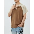 thumbnail image 6 of Musuos Men Summer Corduroy T-Shirt Contrast Color 1/3 Button Short Sleeve Tops Casual Pullover, 6 of 9