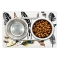 thumbnail image 1 of Bohemian Pet Mat for Food and Water, Detailed Big and Small Several Bird Feathers in Vibrant Colors Bohemian Design, Non-Slip Rubber Mat for Dogs and Cats, 18" X 12", by Ambesonne, 1 of 1