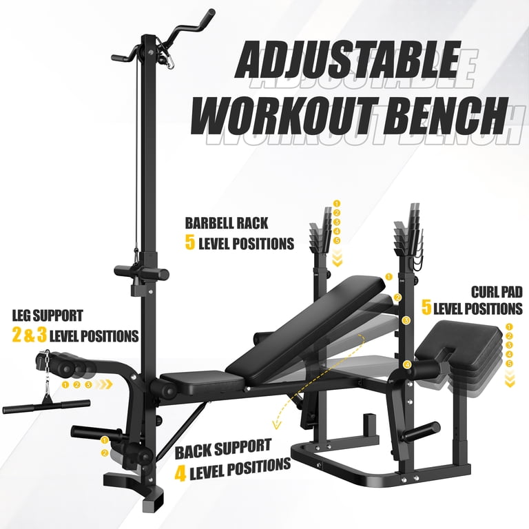 900LBS Olympic Weight Bench,9 in 1 Multifunction Strength Training