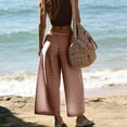 thumbnail image 5 of Yifymode Women's Gingham Plaid Wide Leg Capri Culottes Elastic Waist Palazzo Pants Summer Casual Wear,Khaki 2XL, 5 of 5