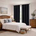 thumbnail image 2 of MKHILL Aether 120 Inch Extra Long Black Blackout Curtains for Sliding Glass Doors Large Patio, 2 Panels Thermal Insulated Room Darkening Drapes, Each 50"W x 120"L(10 Feet), Black, 2 of 11