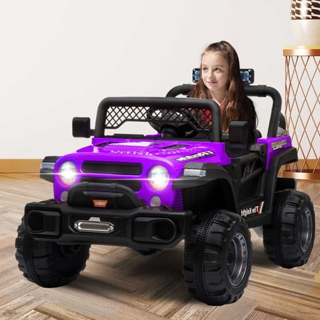 OTTORD Kids Ride on Electric Truck,12V Battery Powered Wheel with Remote Control for Boys Girls(Purple)