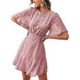 thumbnail image 4 of Txlixc Vestido de Manga Corta para Mujer, Patrón de Punto Hueco de Patchwork de Encaje Txlixc Moda, 4 of 5