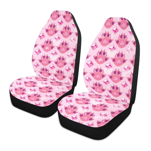 ALAZA Cute Cat Paw Pink Car Seat Covers 2 PCs Universal Auto Front Seats Interior Protector