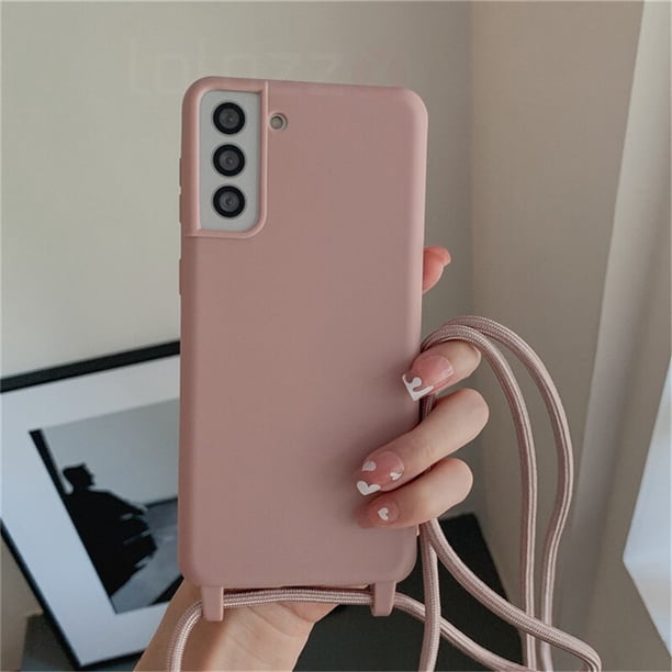 Funda de teléfono con correa de cuerda cruzada, carcasa de silicona suave para Samsung S23 Ultra S22 Note 20 S21 Plus S20 FE A73 A53 A72 QYM unisex