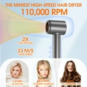Posrue High-Speed Hair Dryer with 110,000 RPM Brushless Motor and 200 Million Negative Ions, Gray