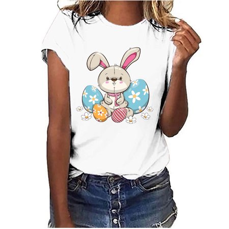 

Wenini Authentic Fashion Women Women s Tops Round Neck Half Sleeve Clearance Summer Relaxed Tank Tops Printing Pullover Casual T Shirt for Women Party Club Night Blue XXL