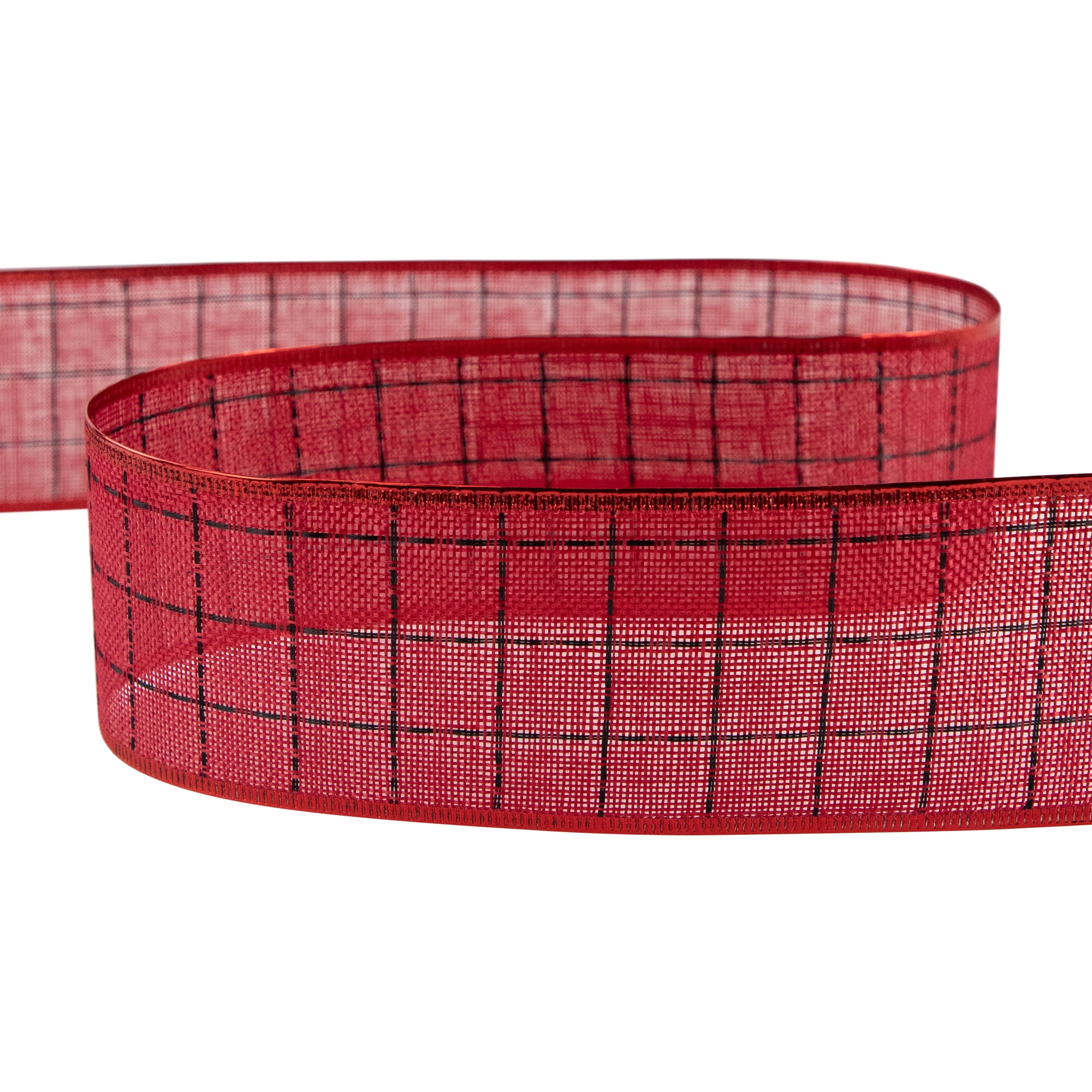 Northlight Red Square Wired Craft Christmas Ribbon 2.5" x 10 Yards