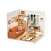 Rolife Plastic House Building Set Toy DIY Miniature Dollhouse Playset with LED for Mini Figures Construction Toys Diorama Kit Gifts for Teens Adults