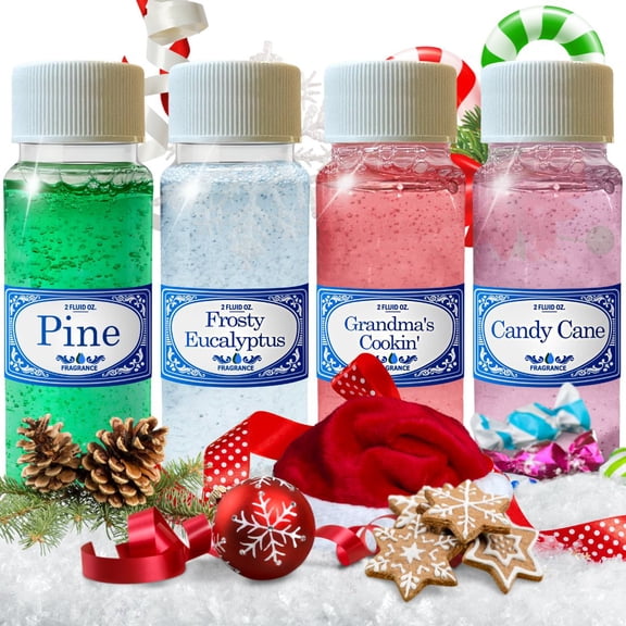 Holiday Concentrated 2.0 fl oz Fragrances Pack, Pine, Candy Cane, Grandma's Cooking & Frosty Eucalyptus, Use in Water Vacuums Like Hyla, Rainbow, Sirena, Diffusers, Not Made by Rexair