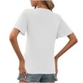 thumbnail image 3 of TKLPEHG Women's Tops Casual Going Out Tops Short Sleeve T Shirts Summer Solid Color Loose V Neck Tshirt Lightweight Blouses(White,2XL), 3 of 4