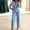 Blue, variant on Aueoeo Women's 2 Piece Outfit Long Sleeve Crop Blazer Jackets Long Pants With Pockets Elegant Business Work Suit Sets
