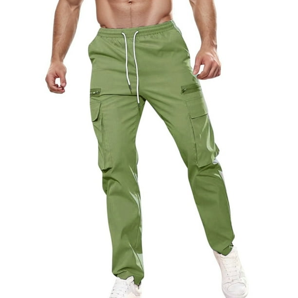 Pantalones cargo para hombre: pantalones de chándal holgados con cordón y bolsillos, pantalones para actividades al aire libre