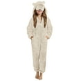 thumbnail image 5 of Byoo Tween Girls Pajamas Solid Full Sleeve Hooded Nightwear Sleep Mask with Cat Ears Kids Winter Sleepwear Jumpsuit, 5 of 6