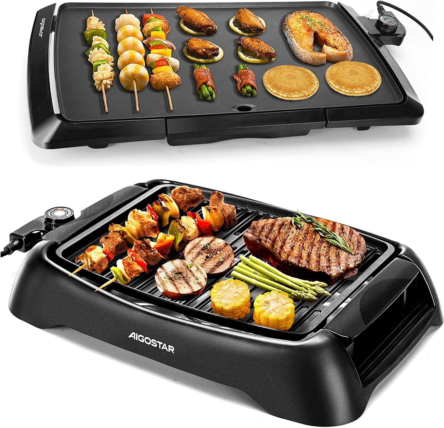 Smokeless Indoor Grill and Pancake Griddle, Electric Grill 5Level