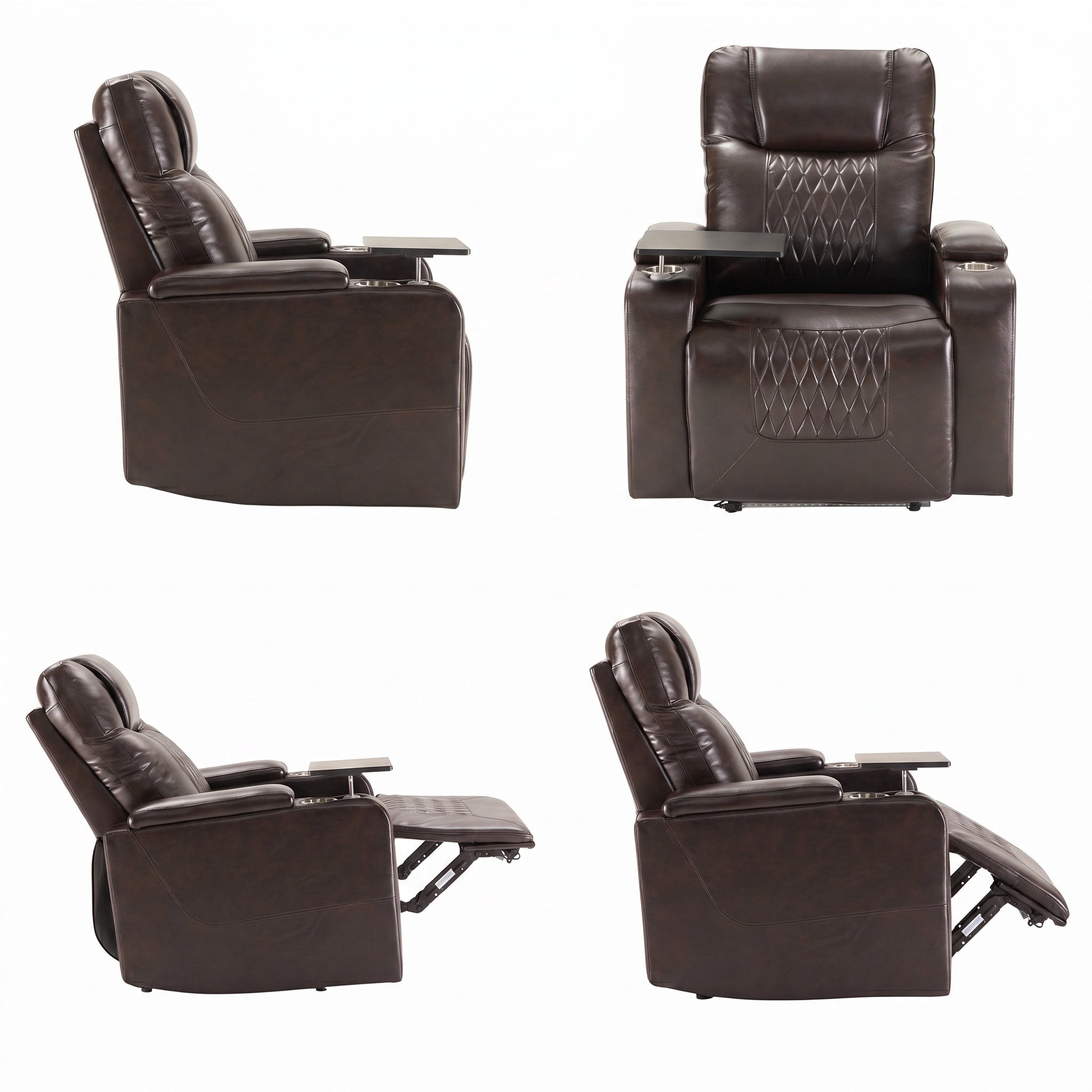Sailvan Motion Recliner with Swivel Tray Table and Hidden Storage Brown