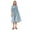 Light Blue, variant on Women's Floral Tie Neck Lantern Sleeve Midi Dress 100% Rayon Fabric for Effortless Everyday Chic and Stylish Weekend