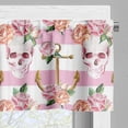thumbnail image 5 of Ambesonne Nautical Valance & Curtain, Marine Skull Anchor, 55"x30", Pink Green White, 5 of 6