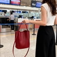 thumbnail image 3 of HUISZJ PU Leather Bucket Bag, Vintage Crossbody Bag, Reusable Shoulder Bag for Women Commute Travel Outdoor (Red), 3 of 7