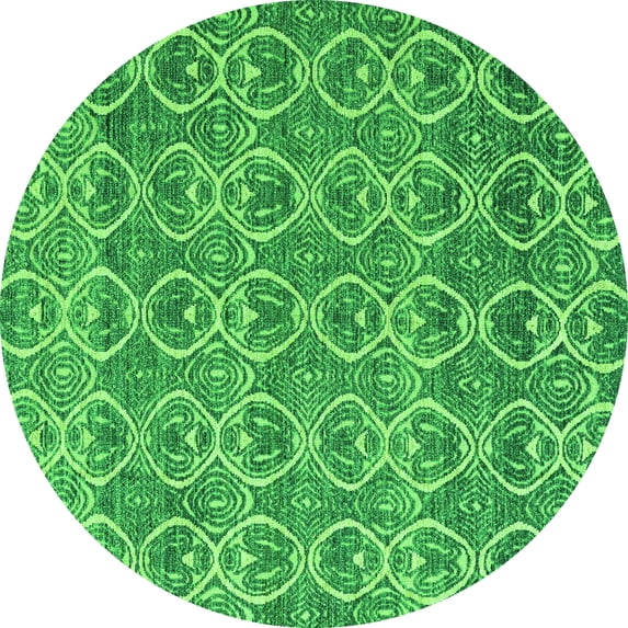 Ahgly Company Indoor Round Abstract Green Modern Area Rugs, 3' Round