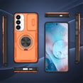 thumbnail image 2 of Rugged Shockproof Phone Cover for Samsung Galaxy S24 5G / Galaxy S25 5G 6.2", Built-in Slide Camera Protector with 360° Rotatable Ring Kickstand,Orange, 2 of 8