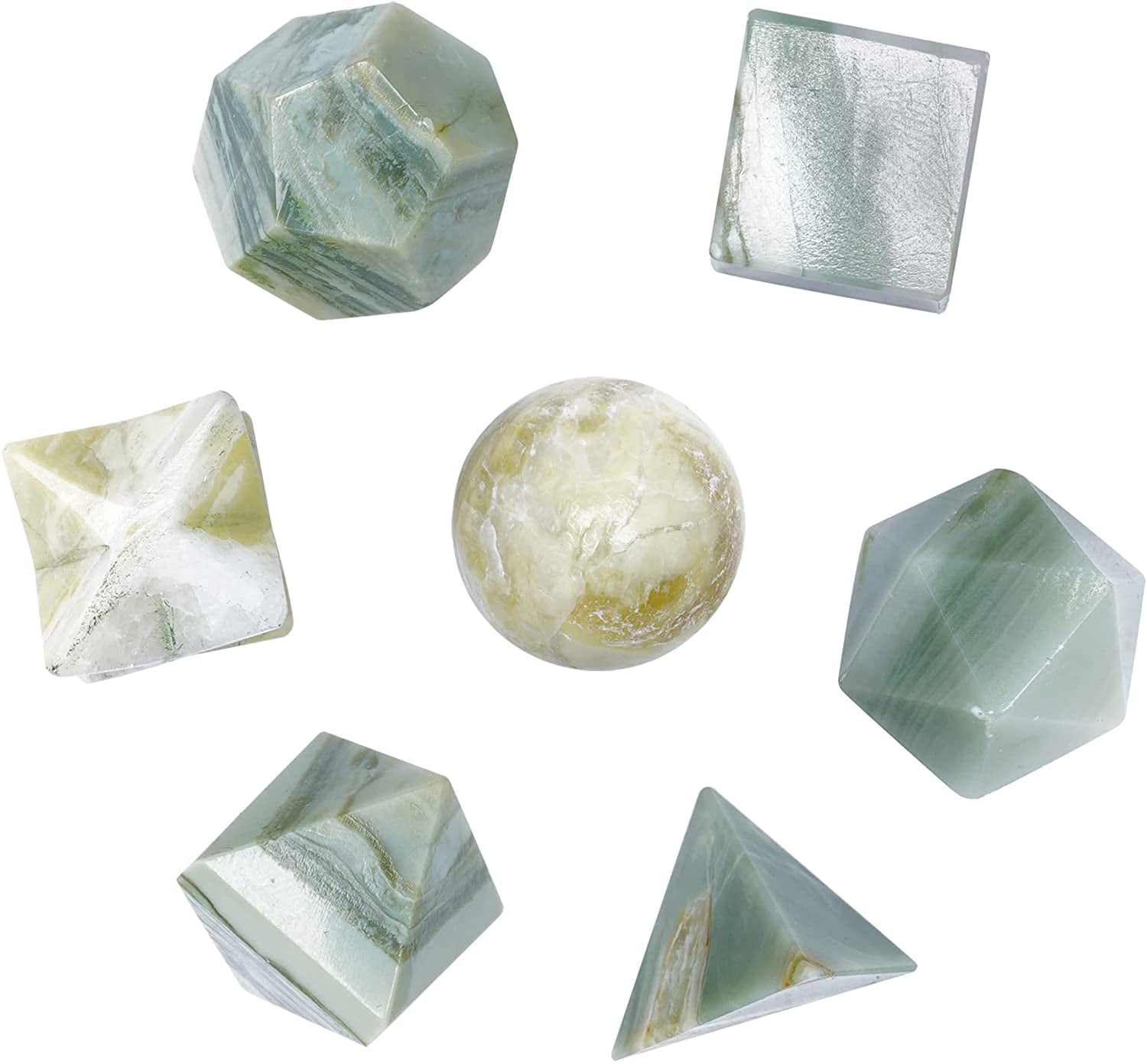 Reiki Crystal Labradorite Geometry Set Gemstone Healing Platonic Sacred Solid