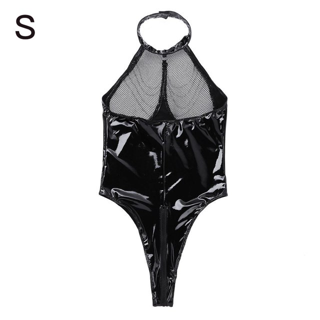 Lencería sexy Mono de baile de cuero sintético Body de motocicleta, sin cadena, S sidaley XX000053-01