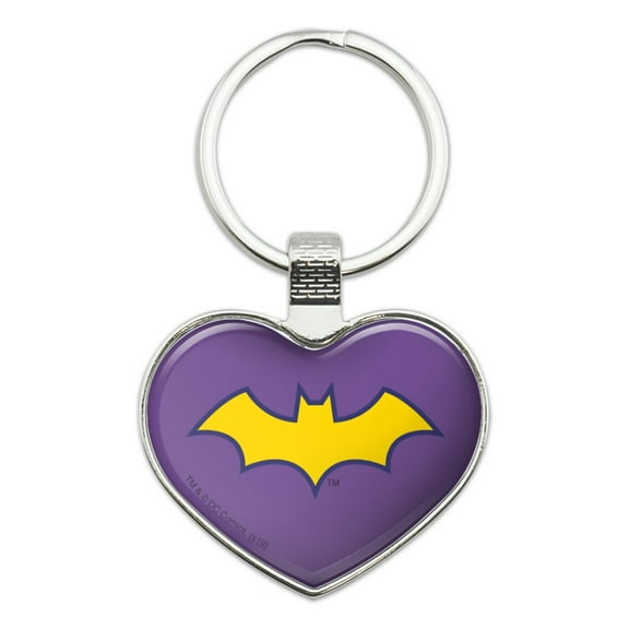 Batman Batgirl Logo Keychain Heart Love Metal Key Chain Ring