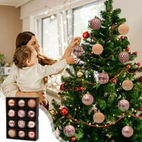 Btomtd 12pcs 2.36"/6cm Shatterproof Christmas Ball Ornaments Set, Mixed Styles and Colors of Christmas Balls for Tree and Holiday Party Decorations, Pink