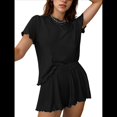 thumbnail image 2 of Conjunto de Pijama de Verano de 2 Piezas de Punto Acanalado y Corta para Mujer, Suave y Cómodo, para Estar en Casa. Negro XL, 2 of 9