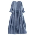 thumbnail image 1 of Robe de Baptême en Coton et Lin pour Filles - Ourlet Asymétrique à une Épaule, Polyester, Extensible pour Printemps/été, 1 of 4