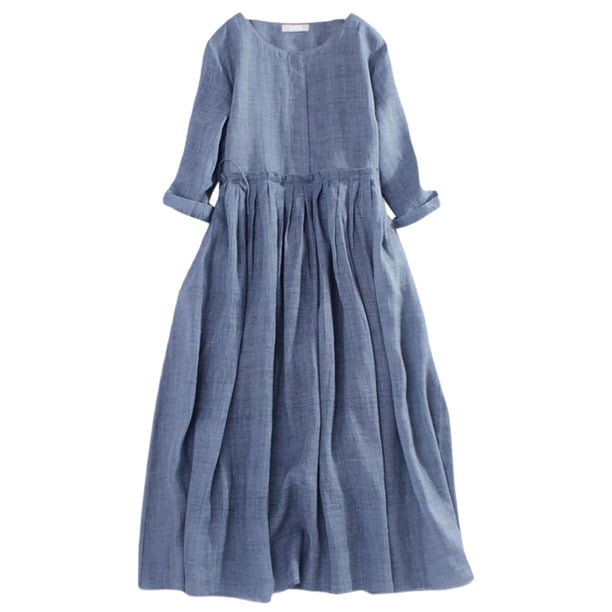 Vestido de bautizo de algodón y lino para niña - Un solo hombro, dobladillo asimétrico, poliéster, elástico, para primavera/verano